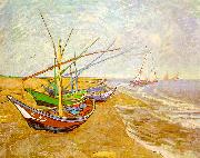 Vincent Van Gogh Fishing Boats on the Beach at Saintes-Maries oil painting